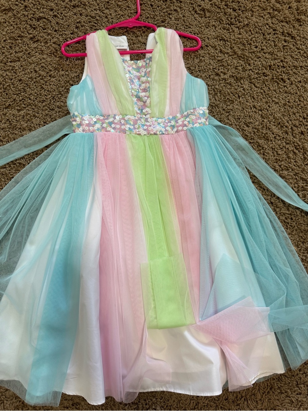 Pastel Rainbow Tulle Party Dress - Pink, Blue, Green